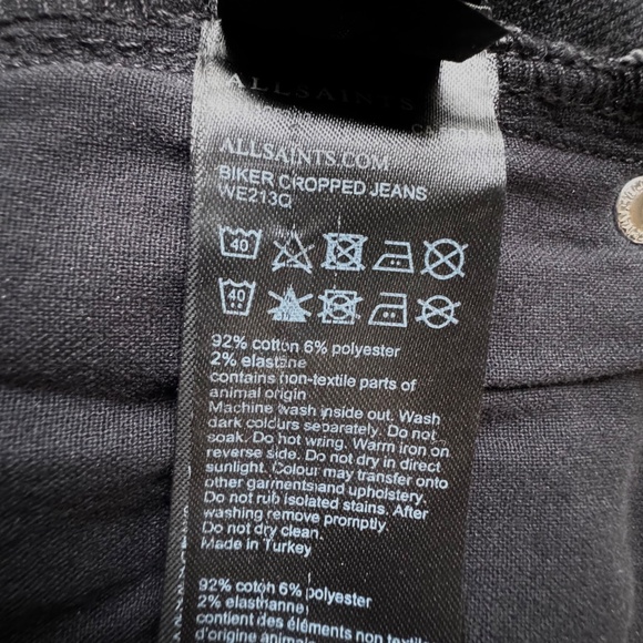 ✨NWT✨ ALLSAINTS Grace Biker Cropped Skinny Moto Jeans in Washed Black Sz 26 - Picture 6 of 6